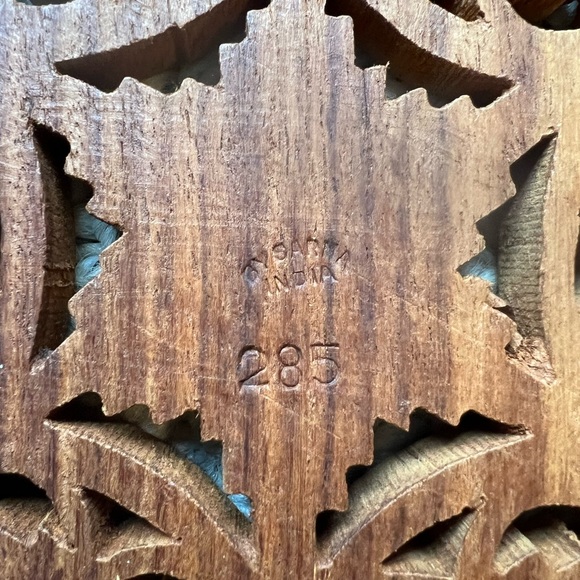 Vintage Hand Carved Wood Trivet-by Sarna India - Picture 4 of 4